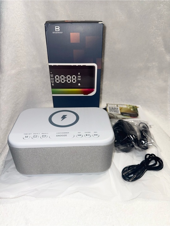 Other - Alarm Clock Wireless Charger Bluetooth Speaker Night Light White